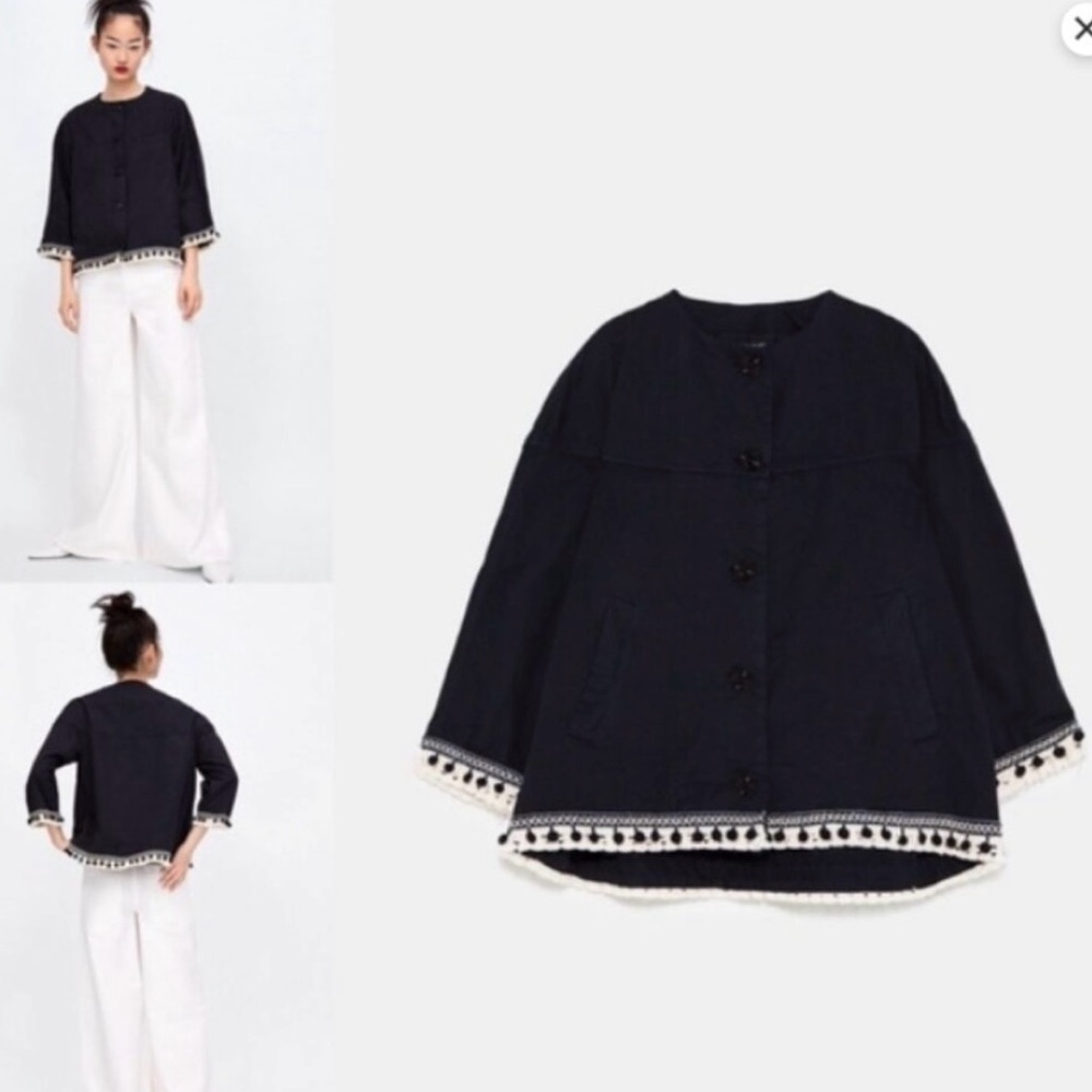 Zara Basics Pom and Tassel Jacket - NWT